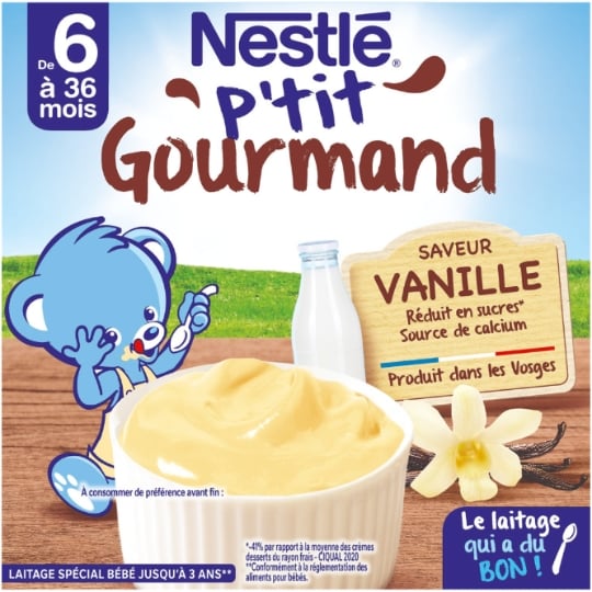 Desserts bébé 6+ mois vanille p'tit gourmand NESTLE