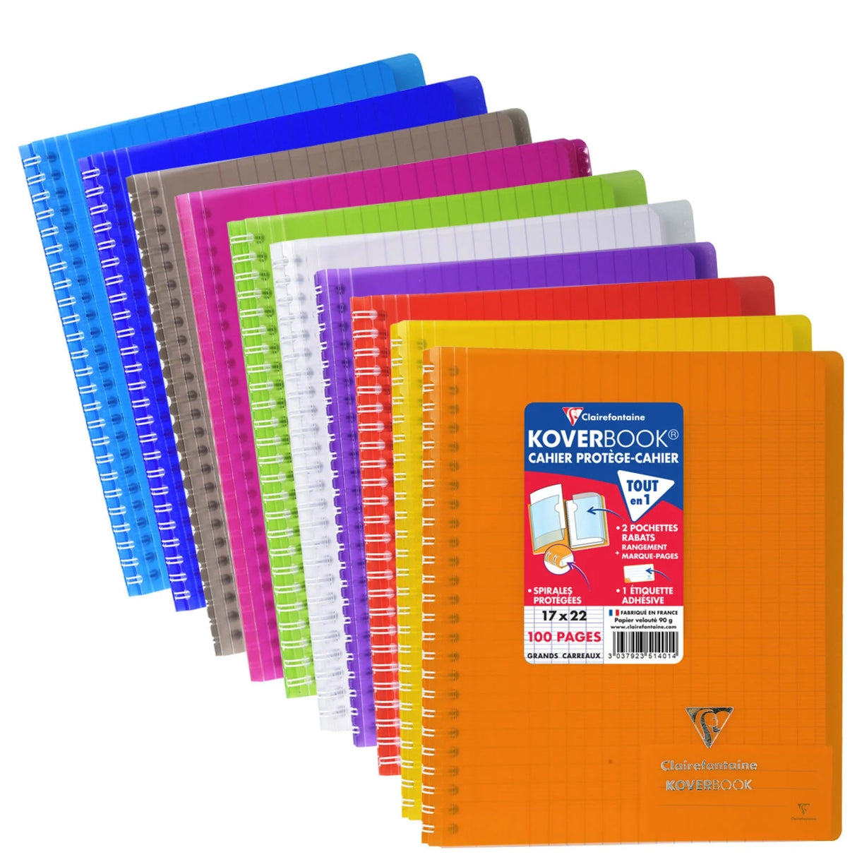 CARREFOUR Cahier Spirale Grands Carreaux 17x22 cm 100 Pages