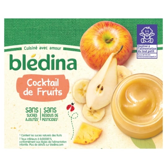 Compotes bébé dès 6 mois, cocktail de fruits BLEDINA