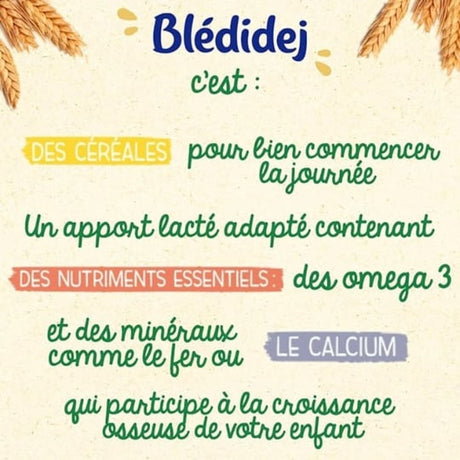 Lait et céréales bébé dès 12 mois saveur choco biscuité Blédidej Croissance BLEDINA