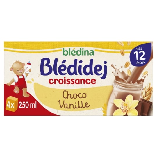 Lait et céréales bébé dès 12 mois saveur choco vanille Blédidej Croissance BLEDINA