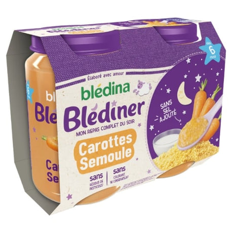 Petit pot bébé soir dès 6 mois carottes semoule Blédiner BLEDINA