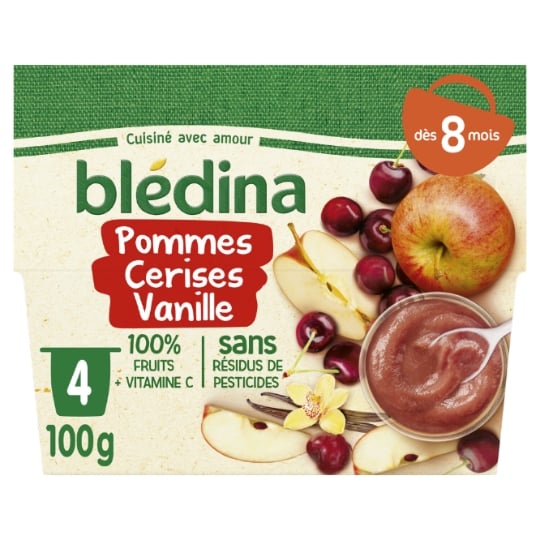 Purée de fruits bébé dès 8 mois pommes cerises vanille BLEDINA