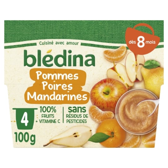 Purée de fruits bébé dès 8 mois pomme poire mandarine BLEDINA