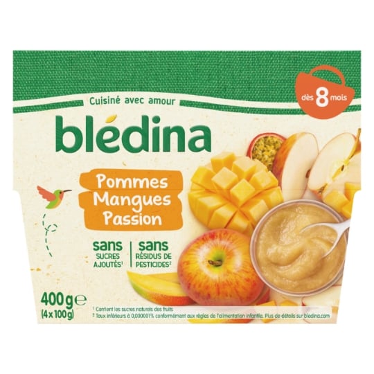 Purée de fruits bébé dès 8 mois pommes mangues passion BLEDINA