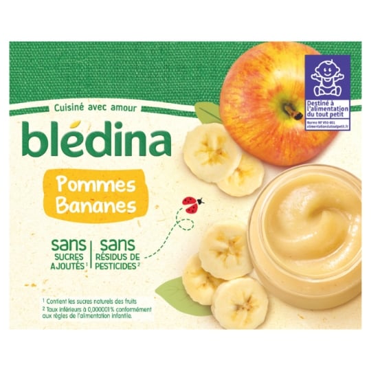 Compote bébé dès 4-6 mois pommes bananes BLEDINA