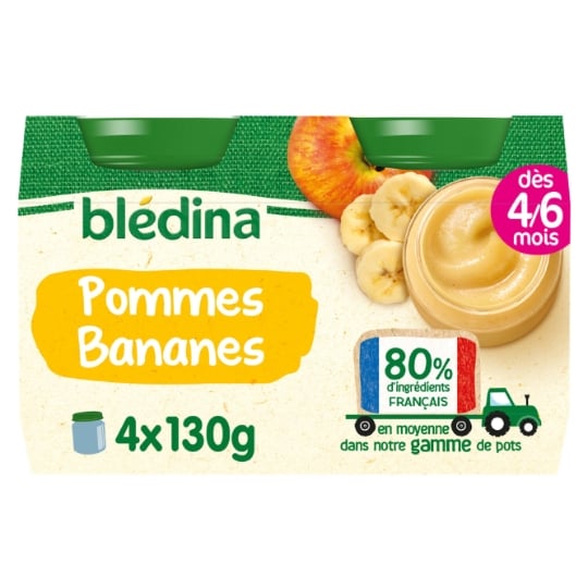 Compote bébé dès 4-6 mois pommes bananes BLEDINA