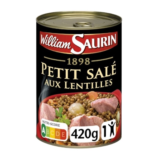 Plat cuisiné petit salé aux lentilles WILLIAM SAURIN