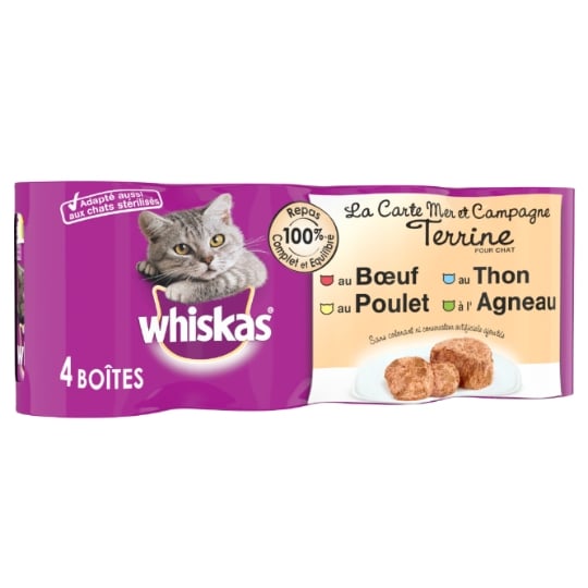 Boites pour chats adultes aux viandes et poissons WHISKAS