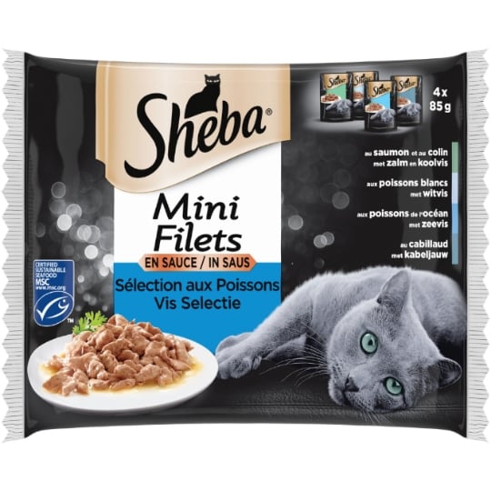 Pâtée Pour Chat Mini Filets Sélection Aux Poissons En Sauce SHEBA