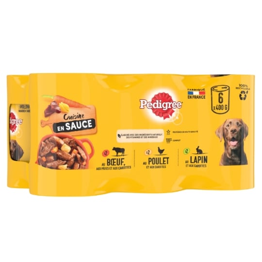 Pâtée Pour Chien Cuisiné En Sauce Au Bœuf, Agneau, Lapin Et Volaille PEDIGREE