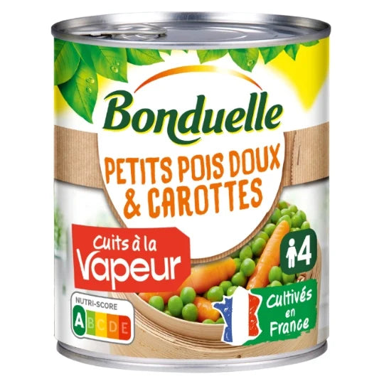 BONDUELLE Petits Pois Doux et Carottes Vapeur Conserve 800g