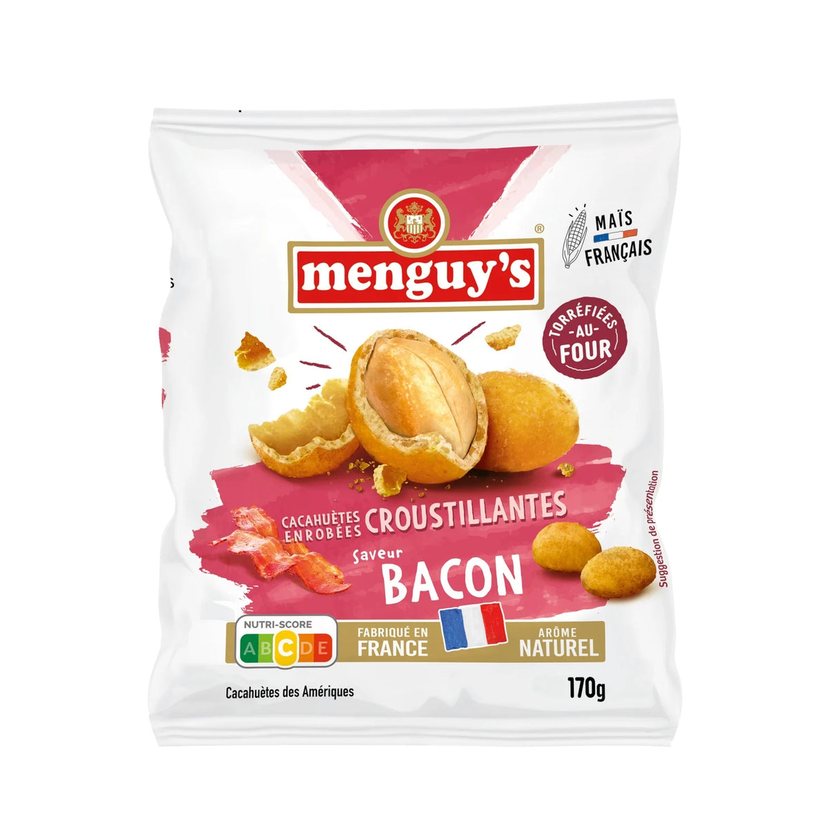 MENGUY'S Cacahuètes Enrobées Goût Bacon 170 g