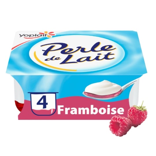 Yaourt aromatisé sur lit de framboise PERLE DE LAIT YOPLAIT