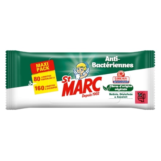 Lingettes nettoyantes désinfectantes Anti-Bactériennes ST MARC