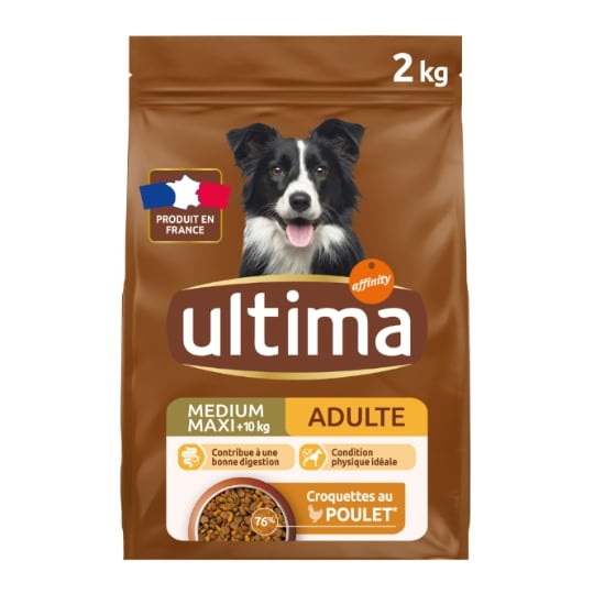 Croquettes pour chien Adulte medium/maxi au poulet ULTIMA