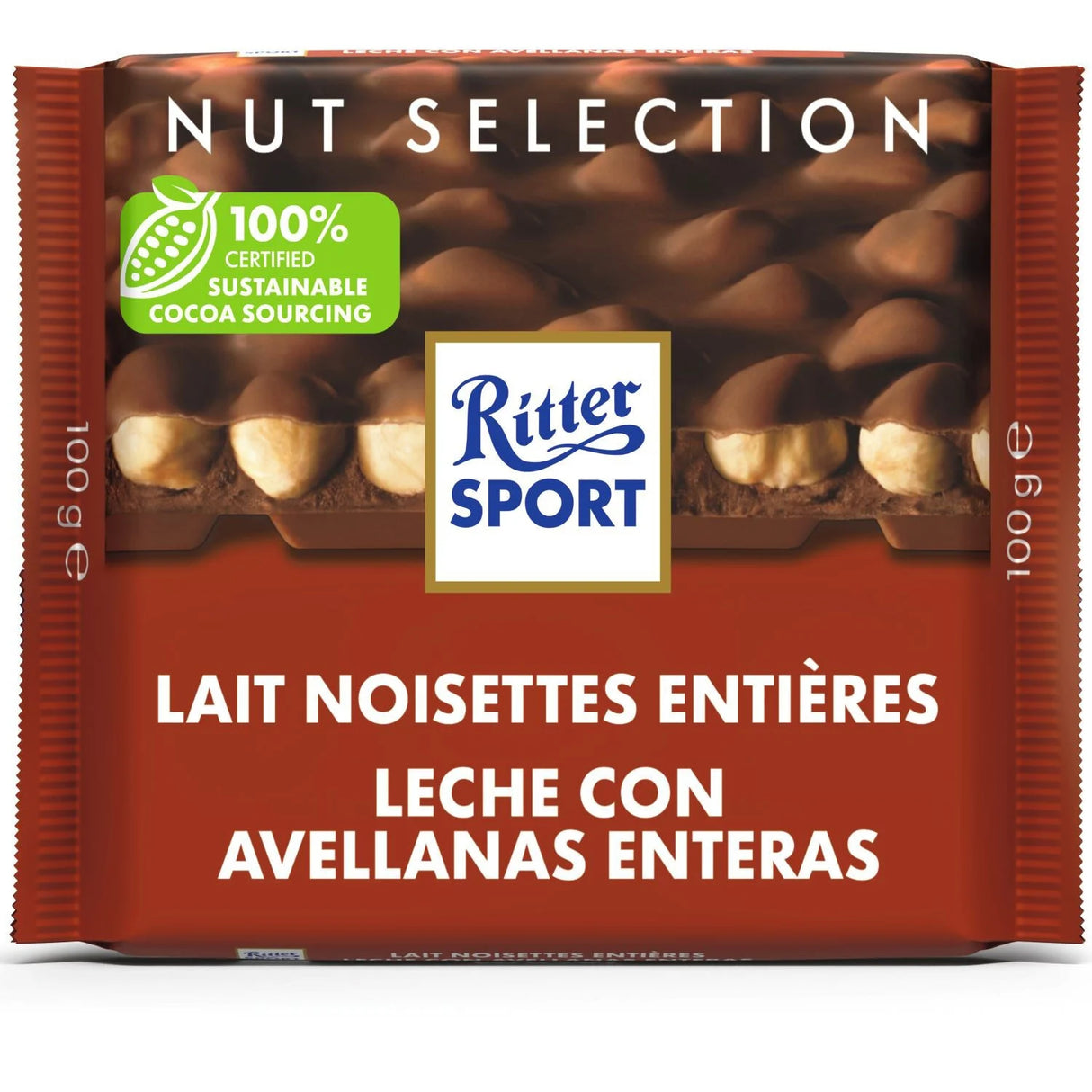 RITTER SPORT Chocolat au Lait aux Noisettes Entières