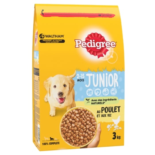 Croquettes pour chien Junior au poulet avec du riz PEDIGREE