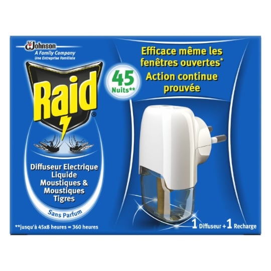 Anti-Moustique Diffuseur Électrique Liquide + Recharge Sans Parfum RAID