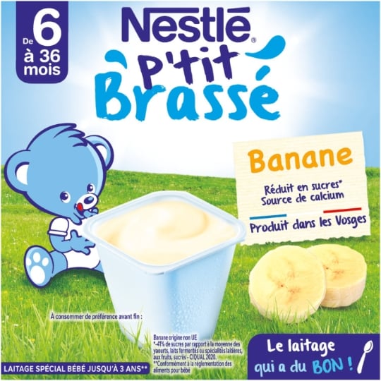 Desserts bébé dès 6 mois, banane p'tit brassé NESTLE