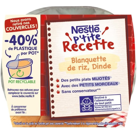 Plat bébé 12+ mois blanquette riz dinde P'tite recette NESTLE