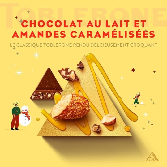 Barre chocolatée au chocolat au lait avec nougat miel et amandes TOBLERONE