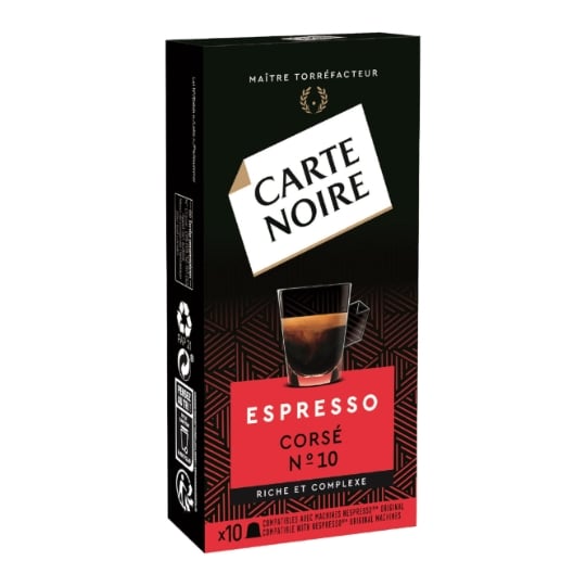 Café capsules Compatibles Nespresso Corsé n°10 CARTE NOIRE