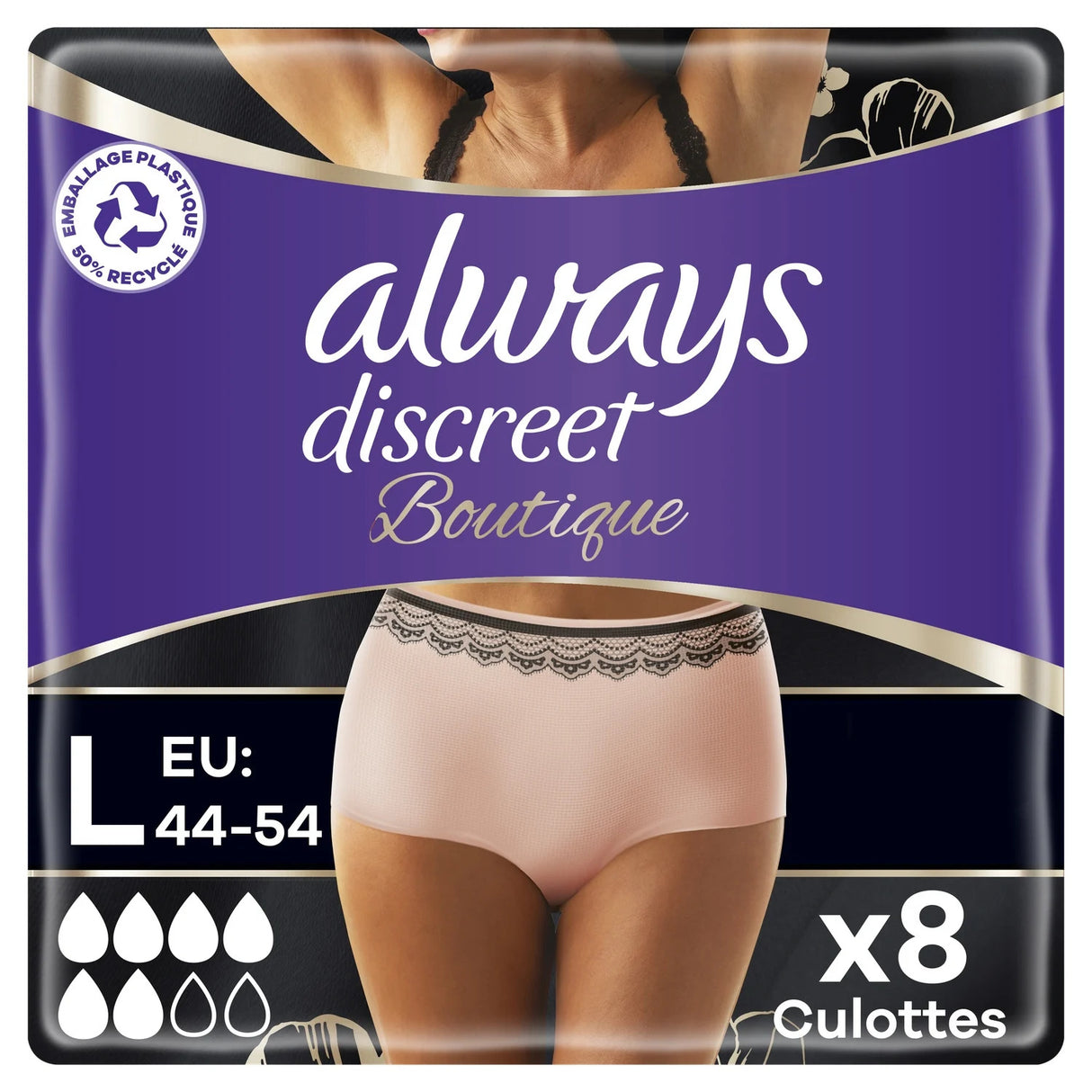 CARREFOUR Culottes Discreet Taille Large Pack de 8