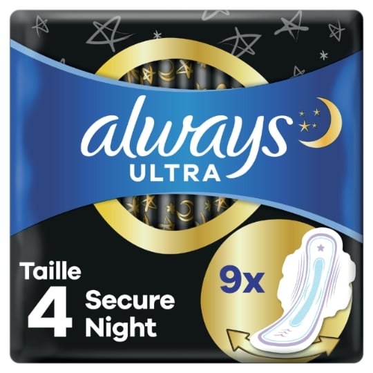 Serviette Hygiénique Avec Ailettes Ultra Secure Night Taille 4 ALWAYS