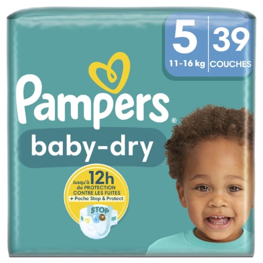 Couches Bébé Baby-Dry Taille 5 11kg-16kg PAMPERS