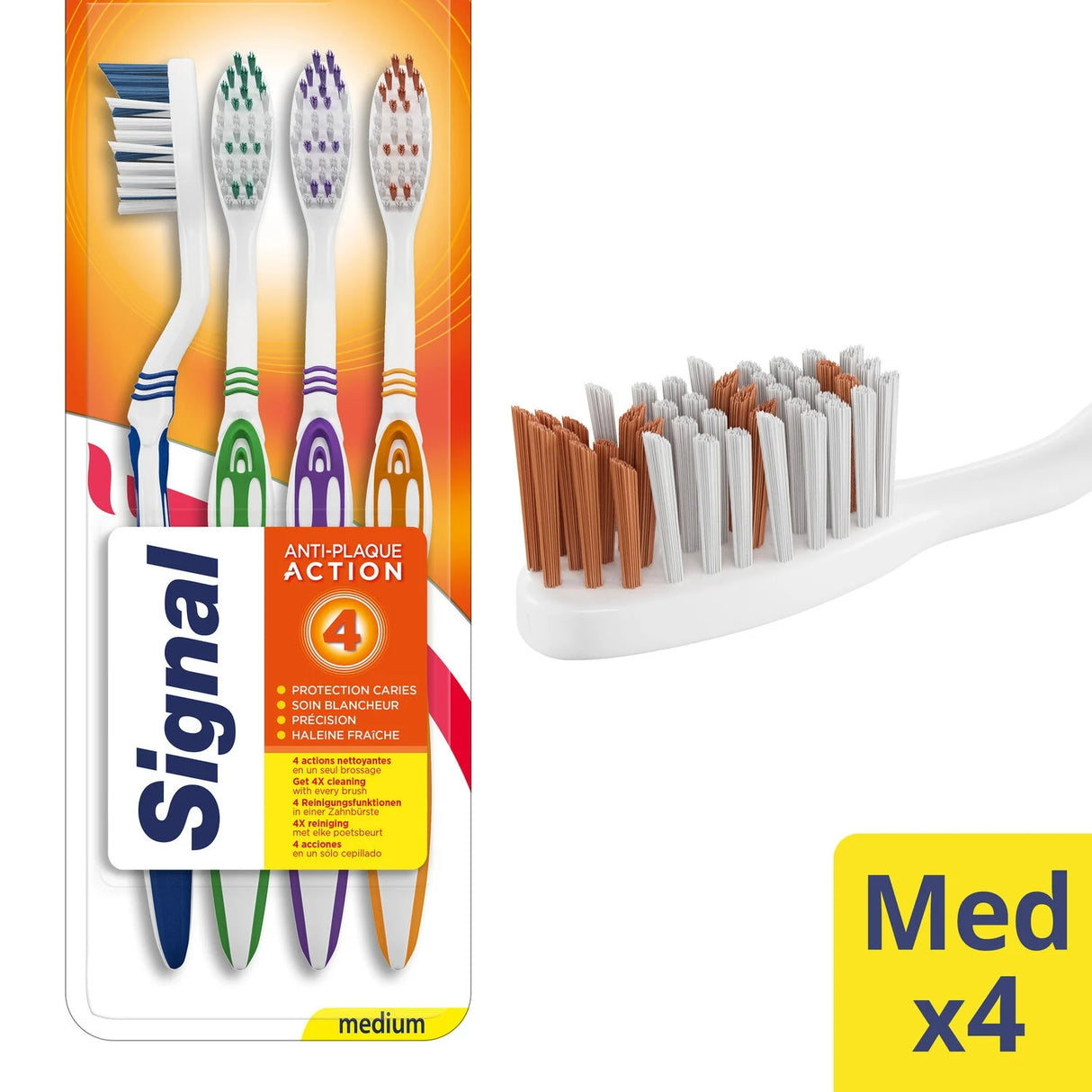 SIGNAL Brosses à Dents Système Pro Medium Lot de 4