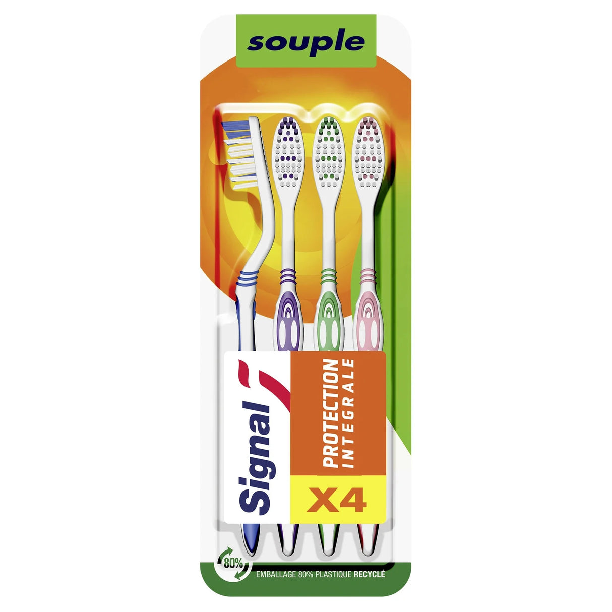 SIGNAL Anti-Plaque Action Brosse à Dents Souple Pack de 4