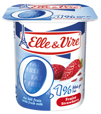 ELLE & VIRE Light 0% Fraise Pack de 4 x 125 g