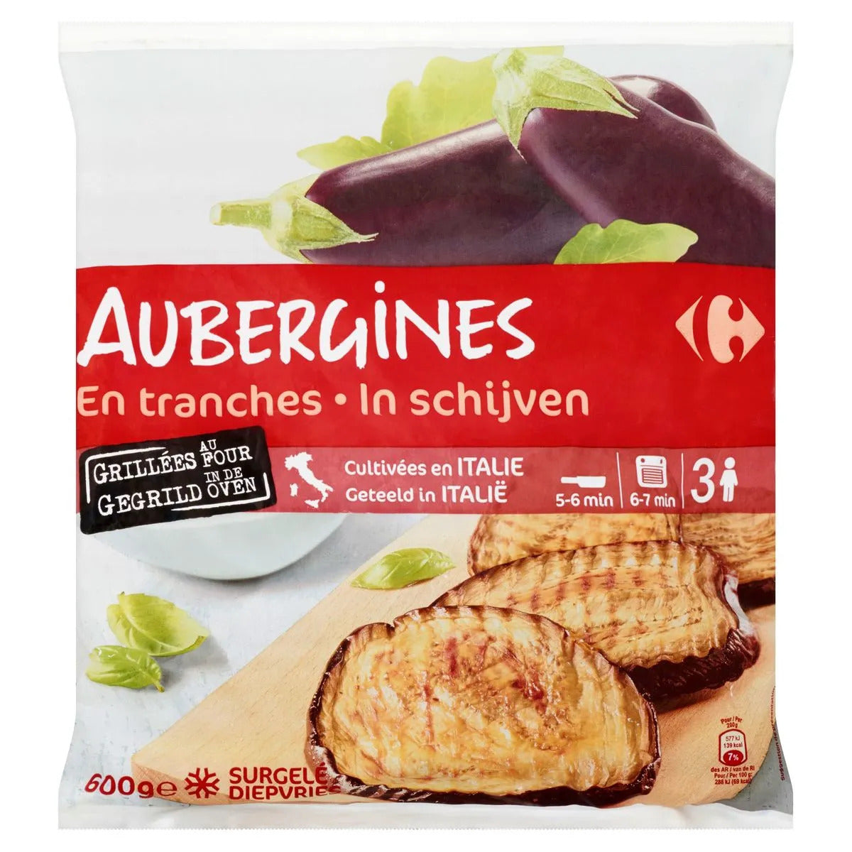 CARREFOUR Aubergines Grillées Surgelées 600 g