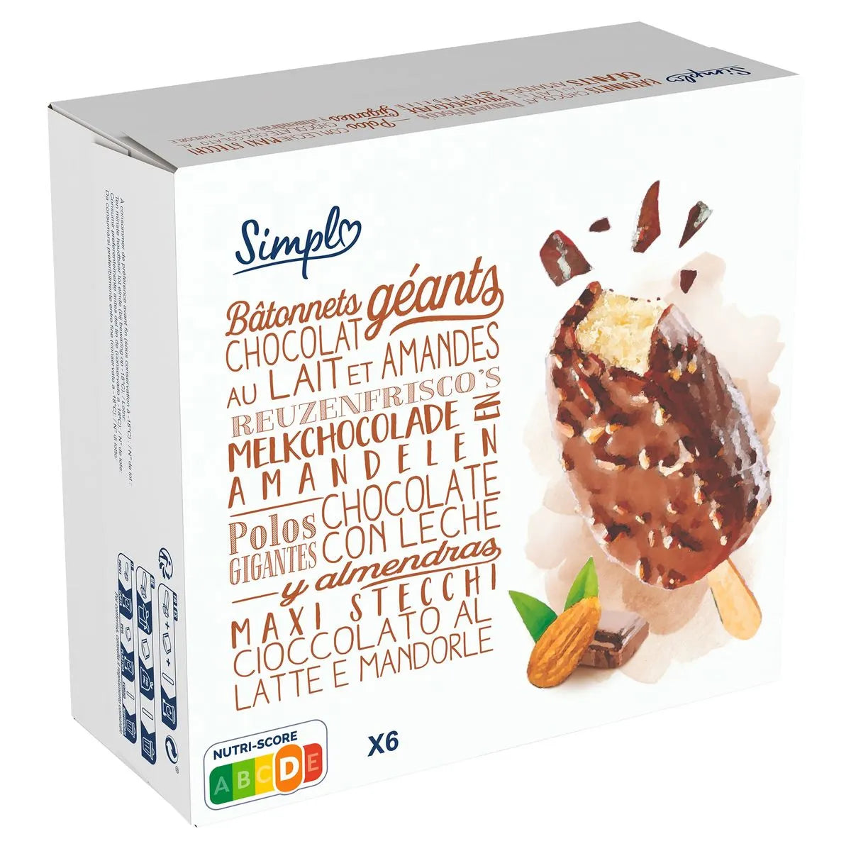 CARREFOUR Bâtonnets Géant Chocolat Lait-Amande 3 x 120 ml