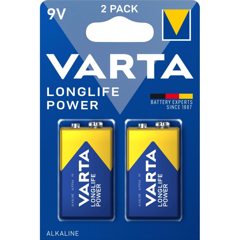 VARTA Piles Longlife Power 9V Alcaline Pack de 2