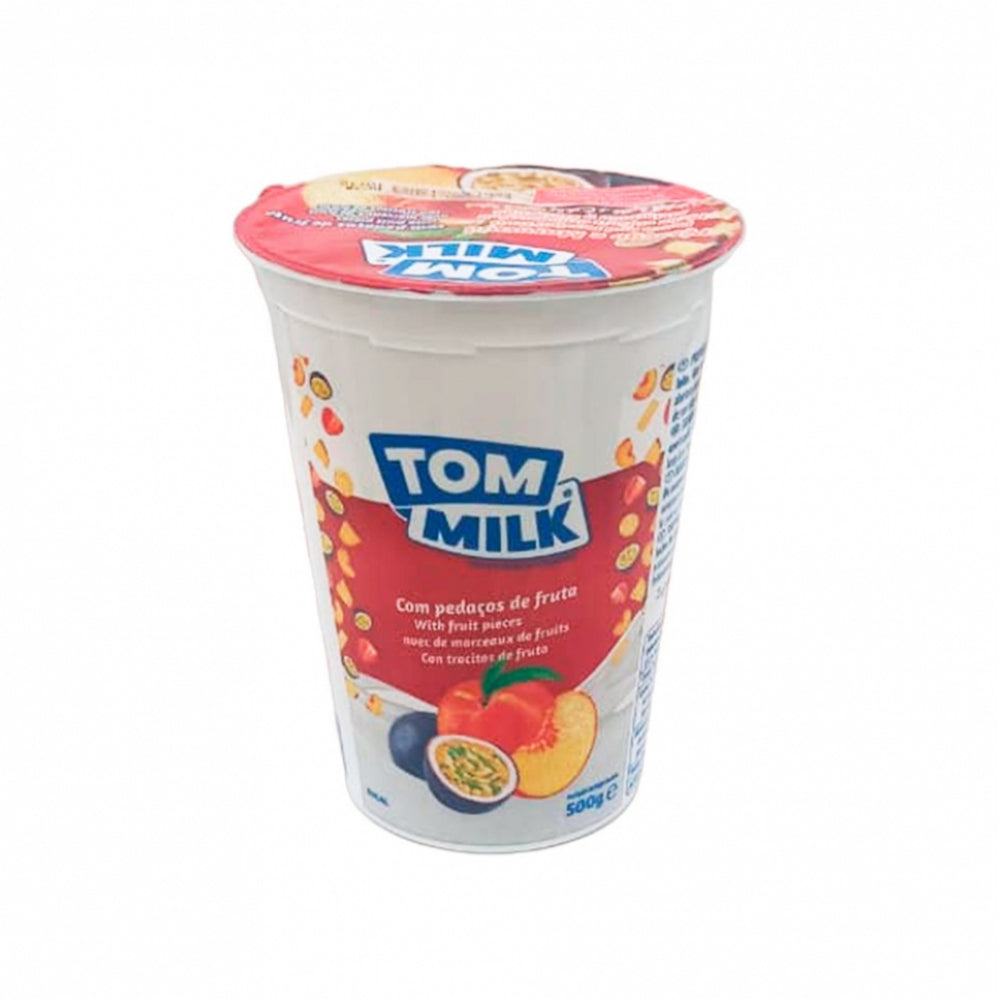 TOM MILK Dessert Lacté Morceaux Fruits Fraise/Pêche-Passion 200g