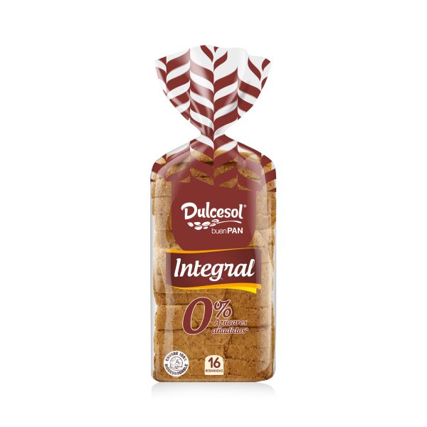 DULCESOL Pain de Mie Complet Intégral Sans Sucre 16 Tranches 460 g