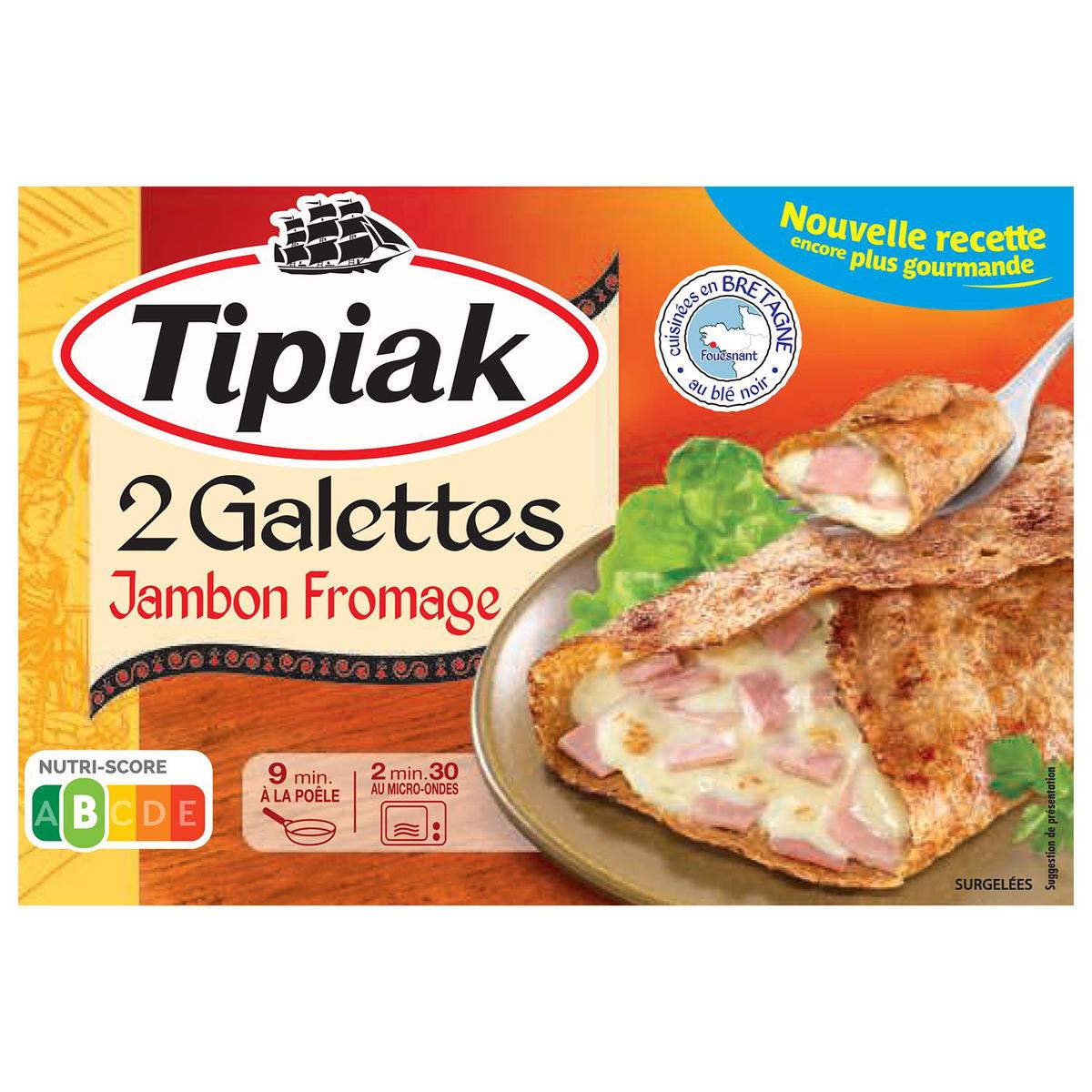 TIPIAK Galettes Jambon-Fromage Surgelées 2 x 125 g