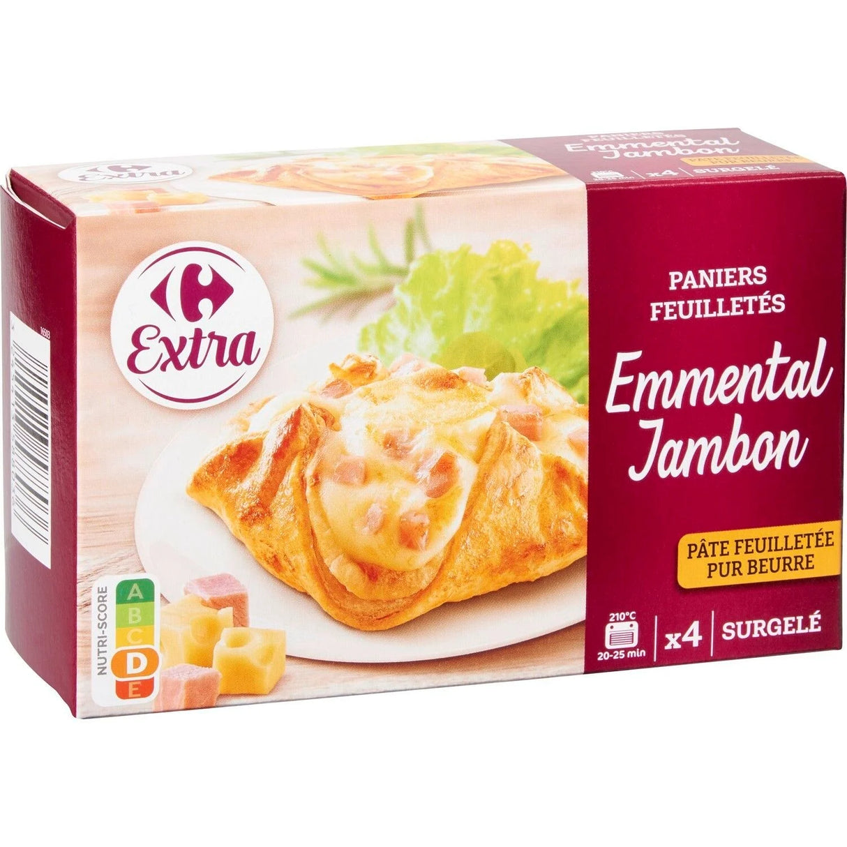 CARREFOUR Feuilletés Jambon-Emmental Pack de 4x100 g