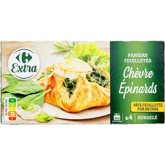 CARREFOUR Feuilletés Chèvre-Épinards Surgelés 4 x 100 g