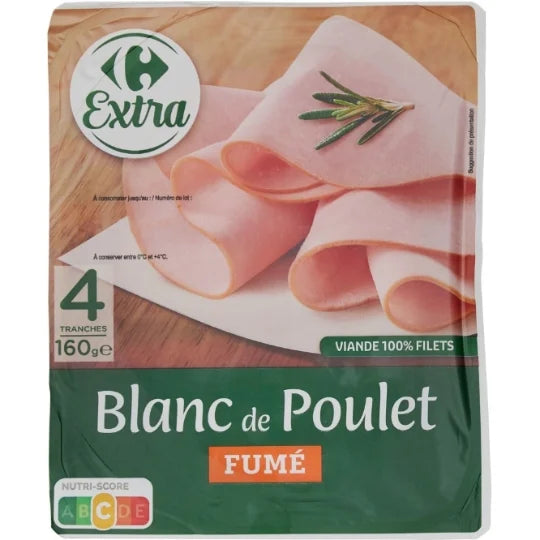 CARREFOUR Blanc de Poulet Fumé 4 Tranches 160 g