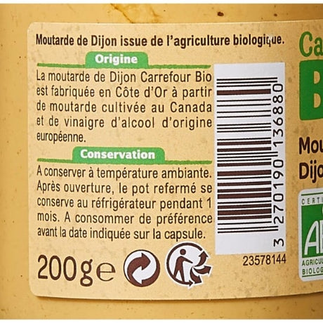 Moutarde de Dijon Bio CARREFOUR BIO