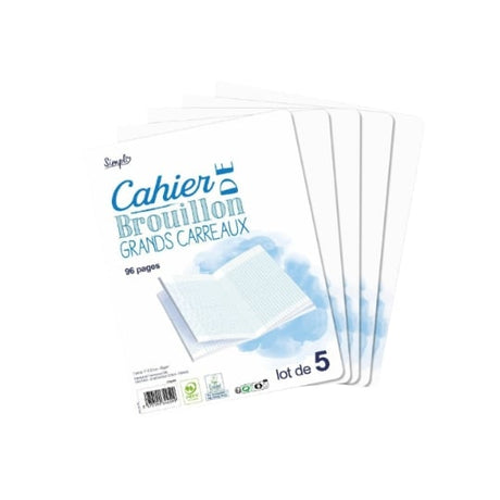 Cahier 17 x 22 cm - 96 pages - Grands carreaux SIMPL