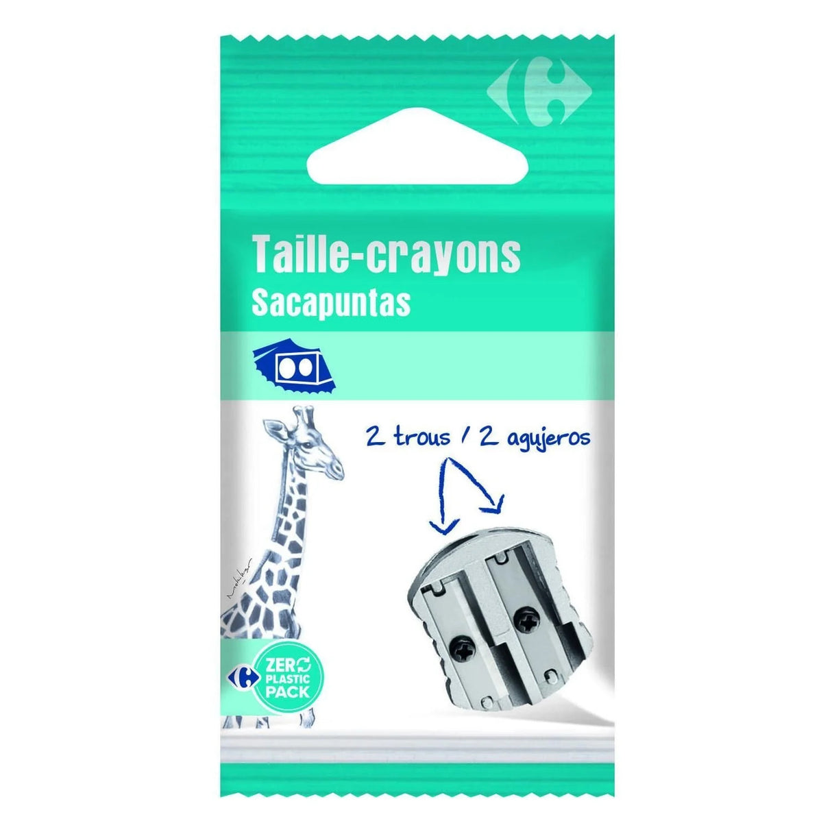 CARREFOUR Taille-Crayon Métal Double Trou