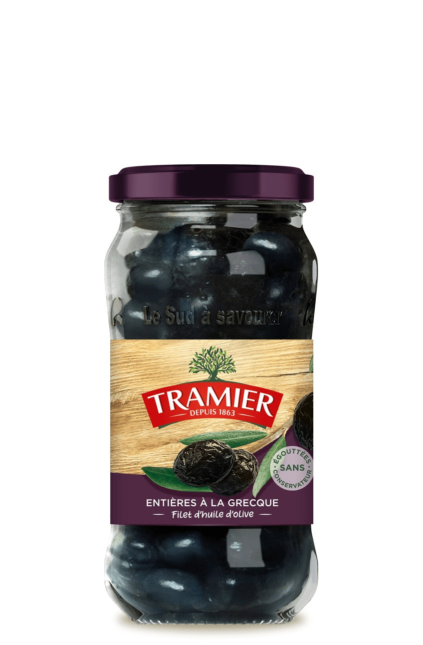 TRAMIER Olives Noires Entières Grecques 250 g