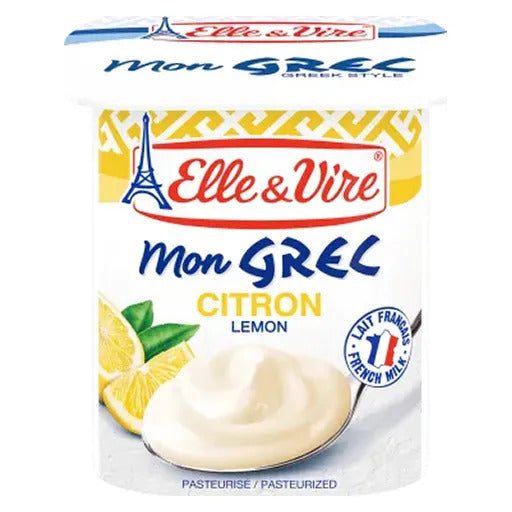 ELLE & VIRE Yaourt à la Grecque Citron Pack de 4 x 125 g