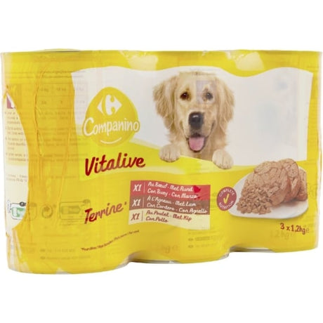 Pâtée pour chien Adulte au bœuf, à l'agneau & poulet CARREFOUR COMPANINO