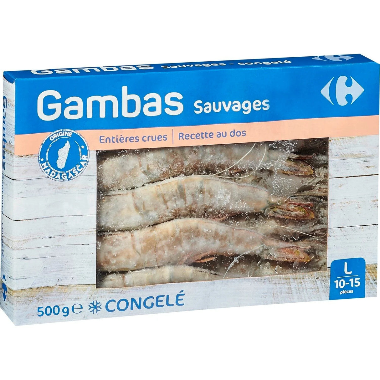 CARREFOUR Gambas Entières Crues Surgelées 20/30 500 g