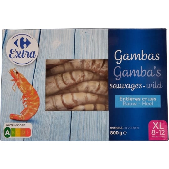 Gambas sauvages entières crues 8/12 CARREFOUR EXTRA